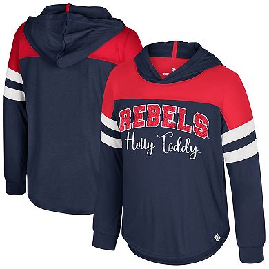 Girls Youth Colosseum Navy Ole Miss Rebels Reflection Hoodie Long Sleeve T-Shirt