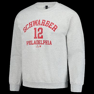 Unisex BreakingT Kyle Schwarber Heather Gray Philadelphia Phillies Player Name & Number Sweatshirt