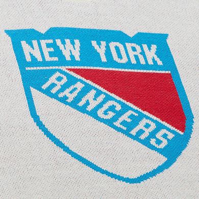 Men's Mitchell & Ness Cream New York Rangers Centennial Retro Logo Sweater