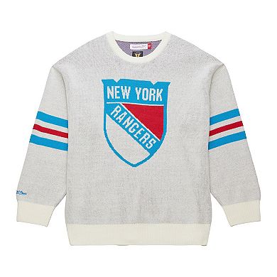 Men's Mitchell & Ness Cream New York Rangers Centennial Retro Logo Sweater