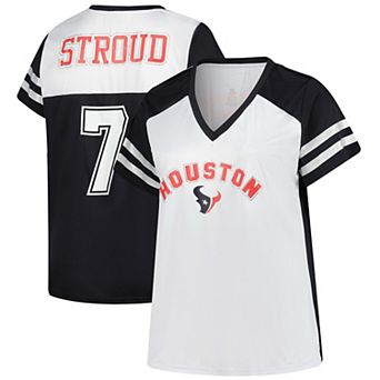 Women's Fanatics C.J. Stroud White Houston Texans Plus Size Bling V-Neck T-Shirt