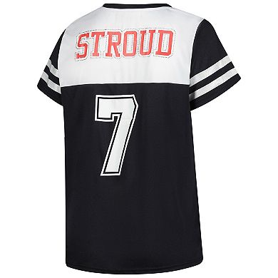 Women's Fanatics C.J. Stroud White Houston Texans Plus Size Bling V-Neck T-Shirt