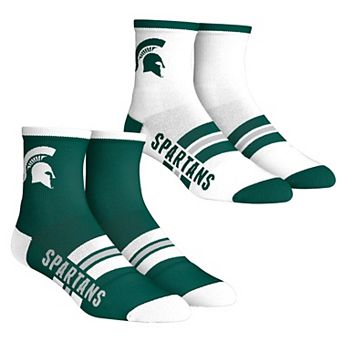 Unisex Rock Em Socks Michigan State Spartans 2-Pack Multi Stripe Quarter Socks Set