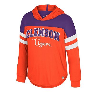 Girls Youth Colosseum Orange Clemson Tigers Reflection Hoodie Long Sleeve T-Shirt
