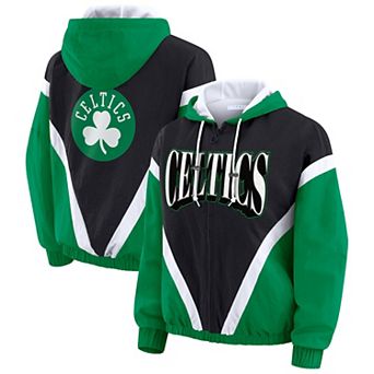 Women's WEAR by Erin Andrews Black/Kelly Green Boston Celtics Colorblock Full-Zip Hoodie Windbreaker Jacket