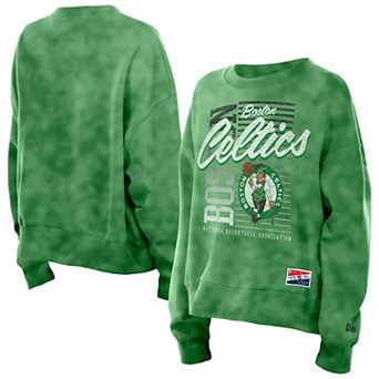 Women's New Era Kelly Green Boston Celtics Boxy Throwback Mineral Wash Sweatshirt