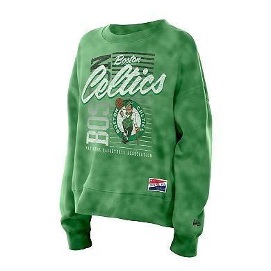 Women's New Era Kelly Green Boston Celtics Boxy Throwback Mineral Wash Sweatshirt
