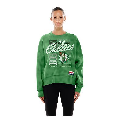 Women's New Era Kelly Green Boston Celtics Boxy Throwback Mineral Wash Sweatshirt