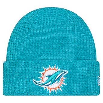 Youth New Era Aqua Miami Dolphins Waffle Cuffed Knit Hat