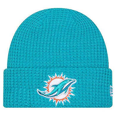 Youth New Era Aqua Miami Dolphins Waffle Cuffed Knit Hat