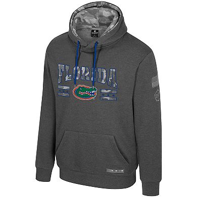 Men's Colosseum Heather Charcoal Florida Gators Operation Hat Trick Squad Hoodie