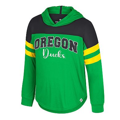 Girls Youth Colosseum Green Oregon Ducks Reflection Hoodie Long Sleeve T-Shirt