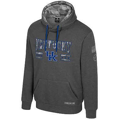 Men's Colosseum Heather Charcoal Kentucky Wildcats Operation Hat Trick Squad Hoodie
