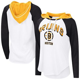 Women's G-III 4Her by Carl Banks White Boston Bruins MVP Hooded Long-Sleeve T-Shirt