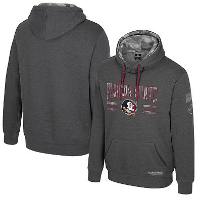 Men's Colosseum Heather Charcoal Florida State Seminoles Operation Hat Trick Squad Hoodie