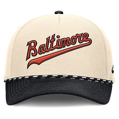 Men's Nike Natural/Black Baltimore Orioles Cooperstown Collection Rise Adjustable Hat