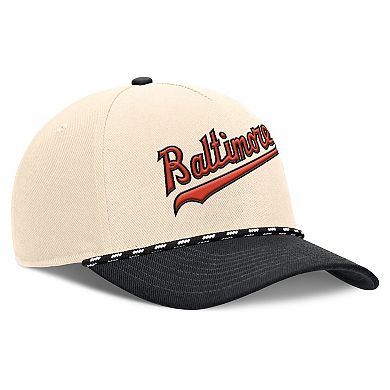 Men's Nike Natural/Black Baltimore Orioles Cooperstown Collection Rise Adjustable Hat
