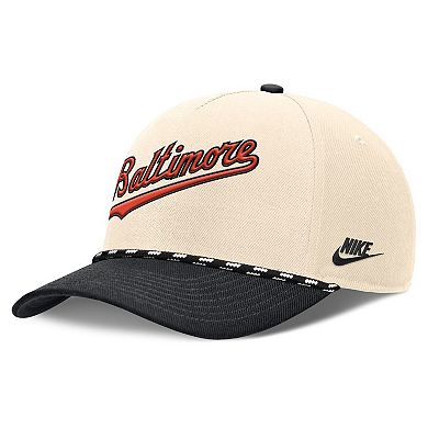 Men's Nike Natural/Black Baltimore Orioles Cooperstown Collection Rise Adjustable Hat