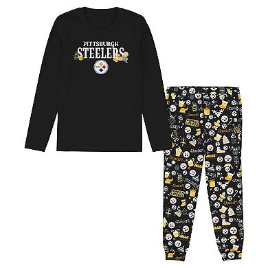 Toddler Outerstuff Black Pittsburgh Steelers Chestnut Holiday Sleep Set