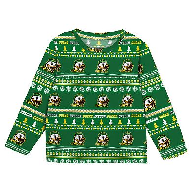 Youth Outerstuff Green Oregon Ducks Ugly Sweater Pajama Set