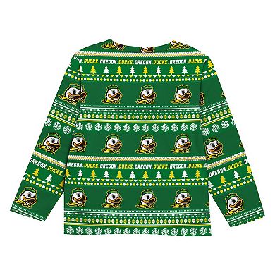 Youth Outerstuff Green Oregon Ducks Ugly Sweater Pajama Set