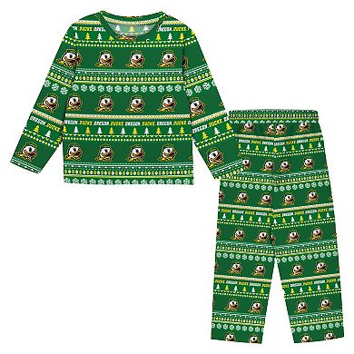 Youth Outerstuff Green Oregon Ducks Ugly Sweater Pajama Set
