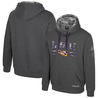 Men's Colosseum Heather Charcoal LSU Tigers Operation Hat Trick Squad Hoodie