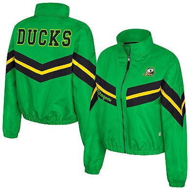 Women's Colosseum Green Oregon Ducks Thin Ice Full-Zip Windbreaker