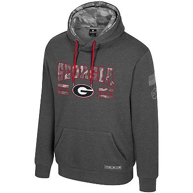Men's Colosseum Heather Charcoal Georgia Bulldogs Operation Hat Trick Squad Hoodie