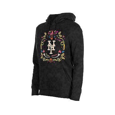 Women's New Era Black New York Mets Día de Muertos Mineral Wash Hoodie Sweatshirt