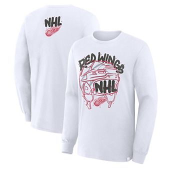 Men's Fanatics White Detroit Red Wings Star Helmet Legacy Long Sleeve T-Shirt