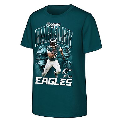 Youth Outerstuff Saquon Barkley Midnight Green Philadelphia Eagles Triple Pic T-Shirt