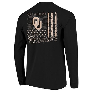 Men's Black Oklahoma Sooners OHT Camo Overlay Comfort Colors Long Sleeve T-Shirt