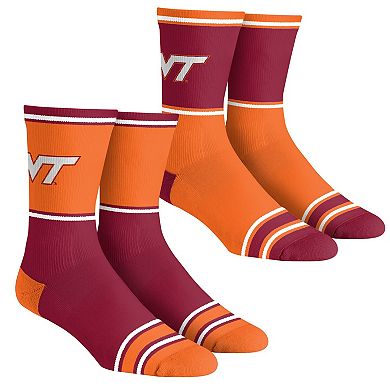 Unisex Rock Em Socks Virginia Tech Hokies 2-Pack Color Block Crew Socks Set