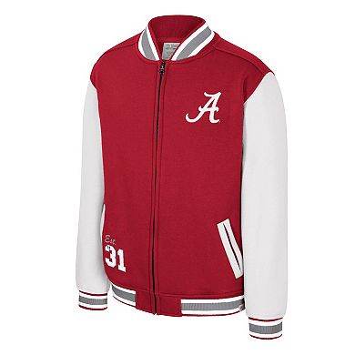 Youth Colosseum Crimson Alabama Crimson Tide Grand Tour Full-Zip Bomber Jacket