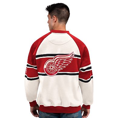 Men's Starter White Detroit Red Wings Defense Fleece Crewneck Sweatshirt
