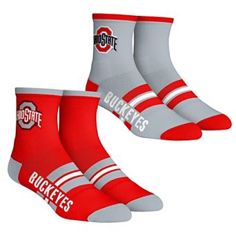 Unisex Rock Em Socks Ohio State Buckeyes 2-Pack Multi Stripe Quarter Socks Set