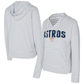 Women's Concepts Sport White/Gray Houston Astros Liftoff Striped V-Neck Hoodie