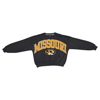 Women's Pressbox Black Missouri Tigers Oversized Janice Waist-Length Sweatshirt