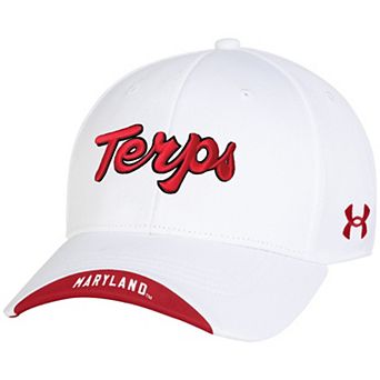 Men's Under Armour White Maryland Terrapins Sideline Blitzing Accent Iso-Chill Adjustable Hat