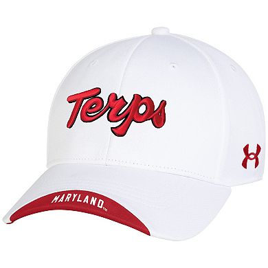 Men's Under Armour White Maryland Terrapins Sideline Blitzing Accent Iso-Chill Adjustable Hat