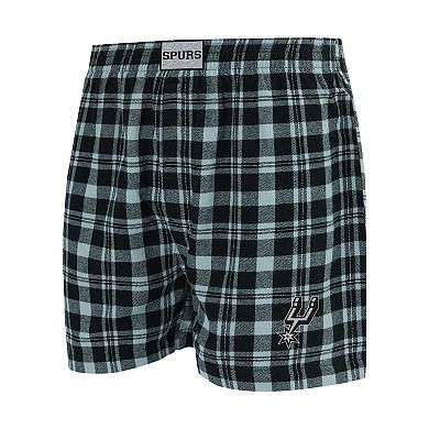 Men's Concepts Sport Black/Silver San Antonio Spurs Hawthorn Flannel Boxer