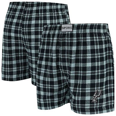 Men's Concepts Sport Black/Silver San Antonio Spurs Hawthorn Flannel Boxer