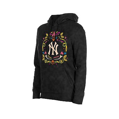 Women's New Era Black New York Yankees Día de Muertos Mineral Wash Hoodie Sweatshirt