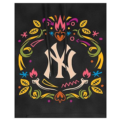 Women's New Era Black New York Yankees Día de Muertos Mineral Wash Hoodie Sweatshirt