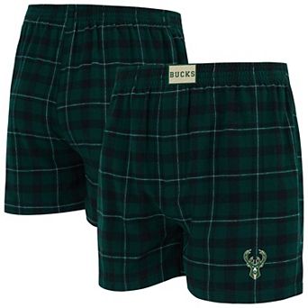 Men's Concepts Sport Hunter Green/Black Milwaukee Bucks Hawthorn Flannel Boxer