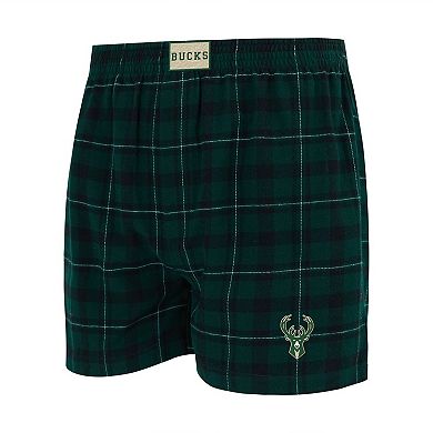 Men's Concepts Sport Hunter Green/Black Milwaukee Bucks Hawthorn Flannel Boxer