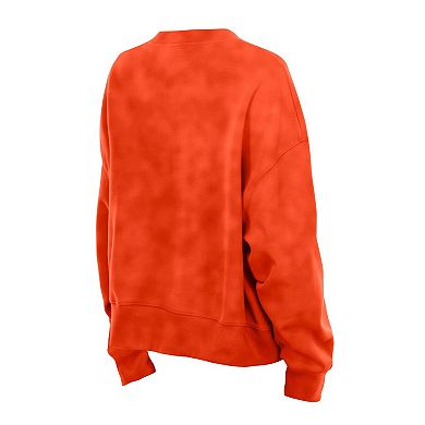 Women's New Era Orange Baltimore Orioles Boxy Mineral Wash Dolmen Sleeve Cropped Sweatshirt