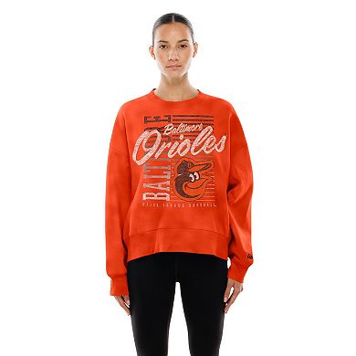 Women's New Era Orange Baltimore Orioles Boxy Mineral Wash Dolmen Sleeve Cropped Sweatshirt