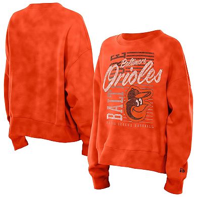 Women's New Era Orange Baltimore Orioles Boxy Mineral Wash Dolmen Sleeve Cropped Sweatshirt